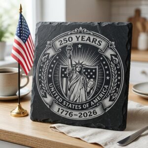 Laser Engraving File, Patriotic USA Anniversary Coaster, Vintage Emblem PNG