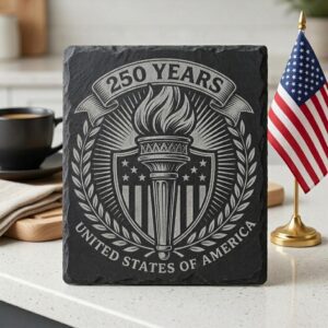 Laser Engraving File, Patriotic USA Anniversary Coaster, Vintage Emblem PNG