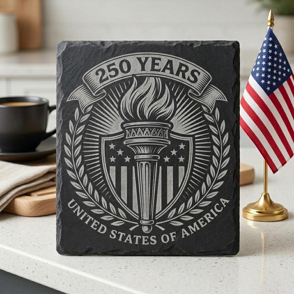 Laser Engraving File, Patriotic USA Anniversary Coaster, Vintage Emblem PNG