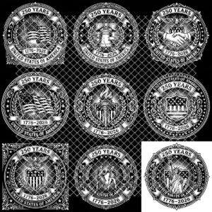 Laser Engraving File, Patriotic USA Anniversary Coaster, Vintage Emblem PNG