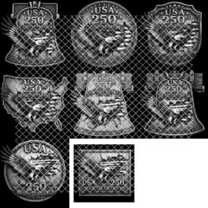 Patriotic Eagle 3D Illusion Laser Engraving PNG, USA 250 Anniversary Wood Sign