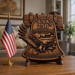 Patriotic Eagle 3D Illusion Laser Engraving PNG, USA 250 Anniversary Wood Sign