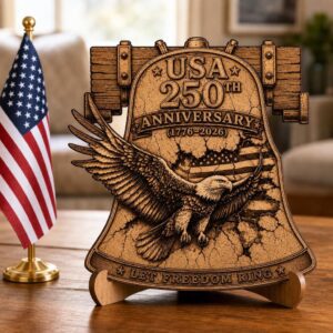 Patriotic Eagle 3D Illusion Laser Engraving PNG, USA 250 Anniversary Wood Sign