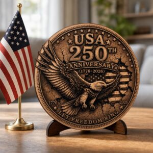 Patriotic Eagle 3D Illusion Laser Engraving PNG, USA 250 Anniversary Wood Sign