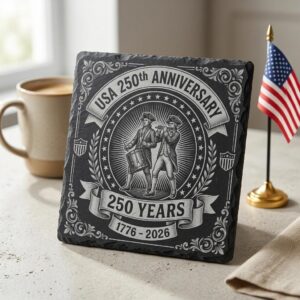Patriotic Laser Engraving Files, America 250th Slate Coaster PNG Set of 10