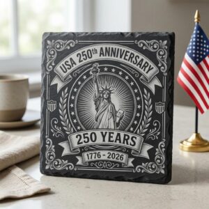Patriotic Laser Engraving Files, America 250th Slate Coaster PNG Set of 10