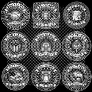 Patriotic Slate Coaster Designs, America 250th Anniversary Engraving File Bundle