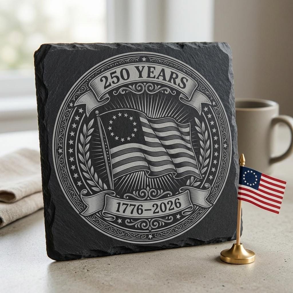 Patriotic Slate Coaster Designs, America 250th Anniversary Engraving File Bundle