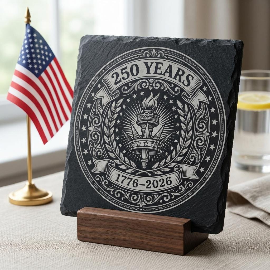 Patriotic Slate Coaster Designs, America 250th Anniversary Engraving File Bundle
