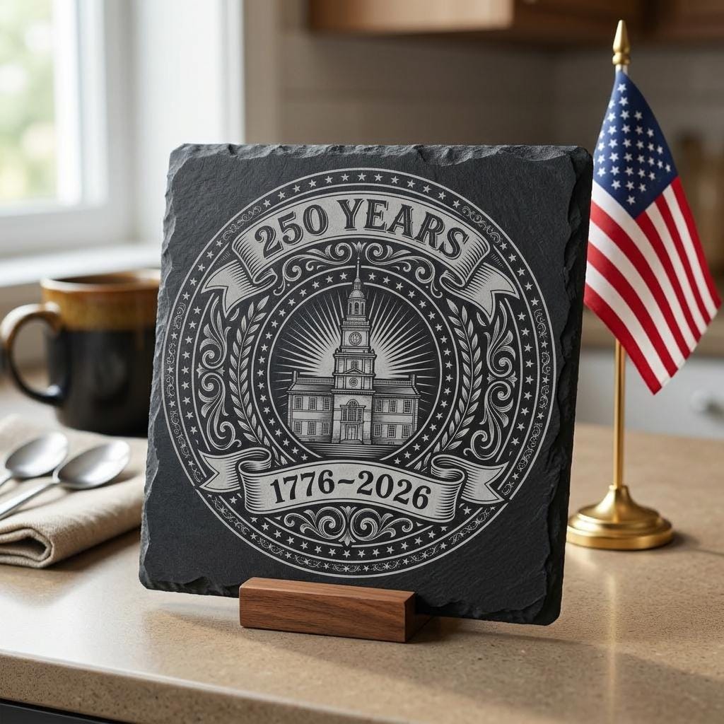 Patriotic Slate Coaster Designs, America 250th Anniversary Engraving File Bundle