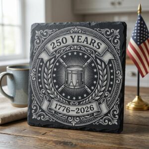 Patriotic Slate Coaster Designs, America 250th Anniversary Engraving File Bundle
