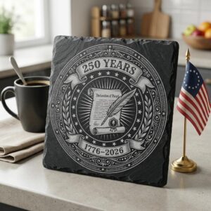Patriotic Slate Coaster Designs, America 250th Anniversary Engraving File Bundle