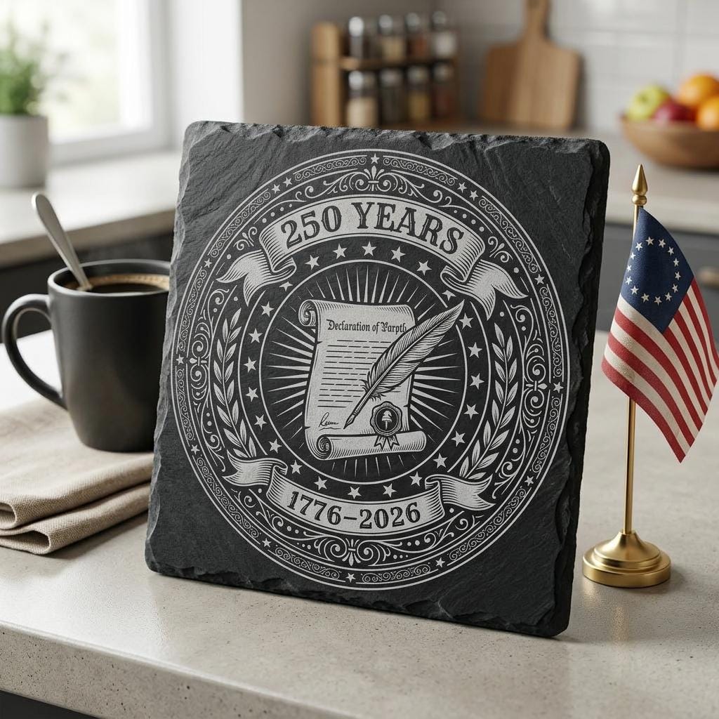 Patriotic Slate Coaster Designs, America 250th Anniversary Engraving File Bundle