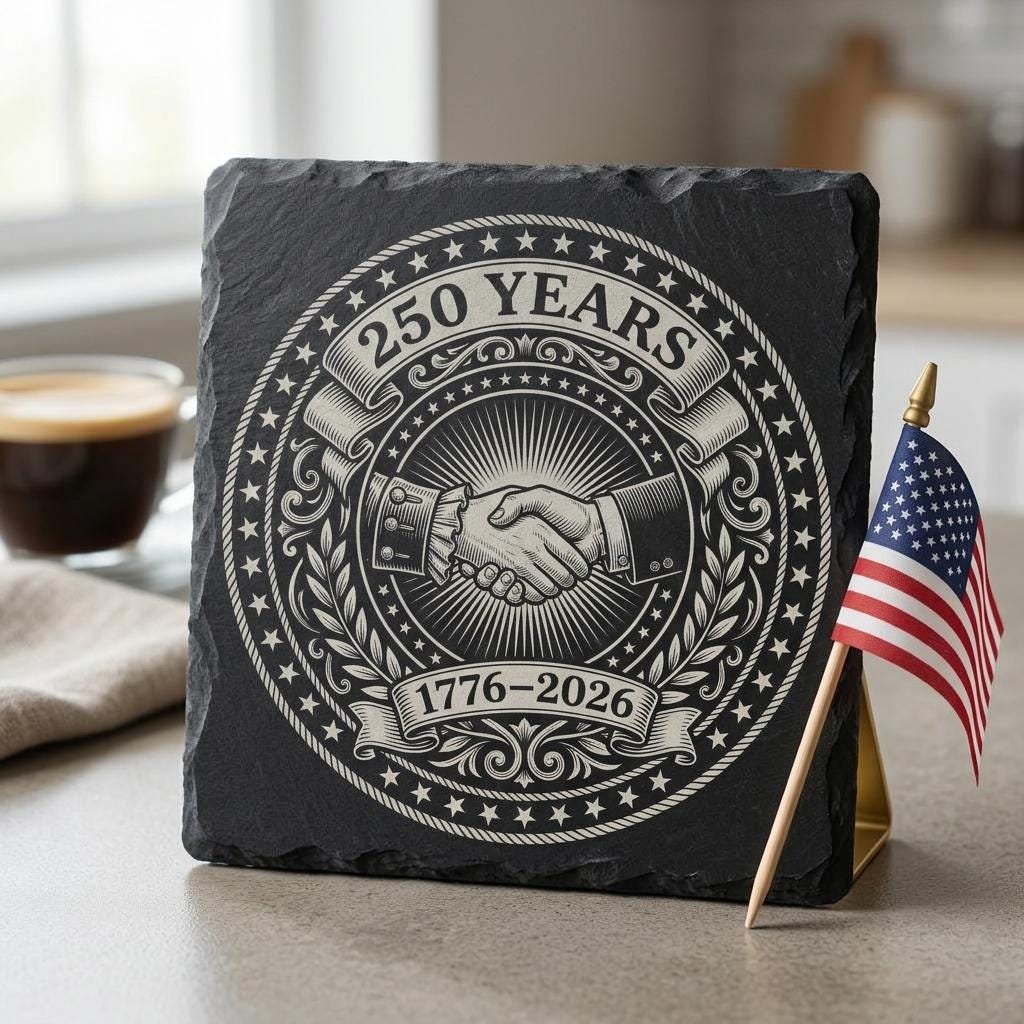 Patriotic Slate Coaster Designs, America 250th Anniversary Engraving File Bundle