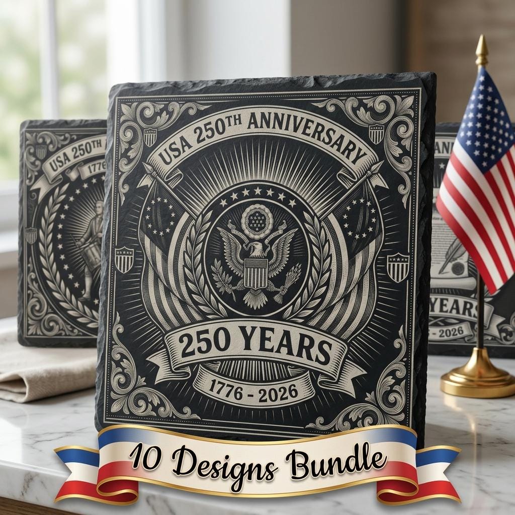 Patriotic USA Engraving Laser File, 9 Slate Coaster Emblem Designs Download