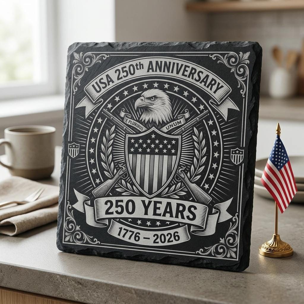 USA 250. Jubiläums-Gravurdesign, patriotischer Adler, Schiefer-Untersetzer-Laserdatei – Bild 8