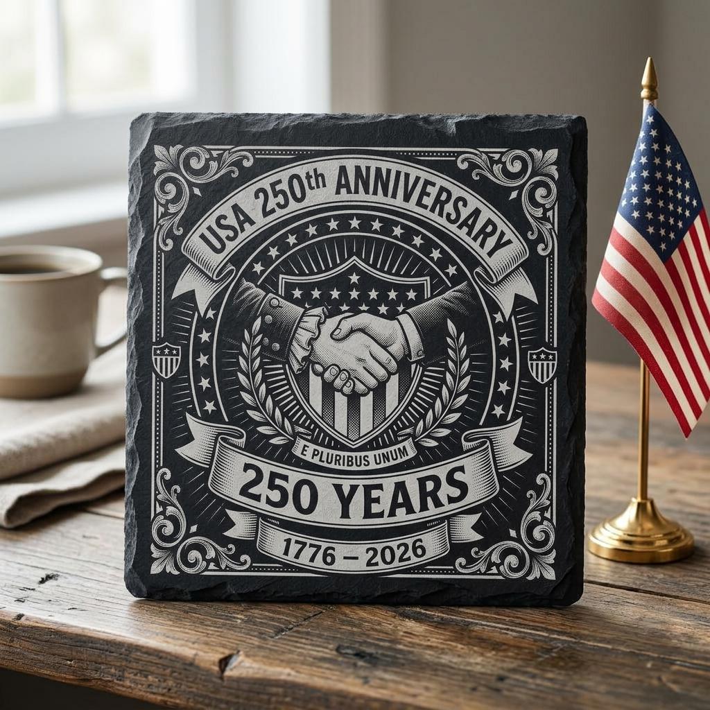 USA 250. Jubiläums-Gravurdesign, patriotischer Adler, Schiefer-Untersetzer-Laserdatei – Bild 9