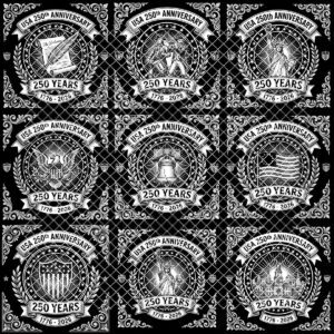 USA 250th Anniversary Engraving Design, Patriotic Slate Coaster Bundle