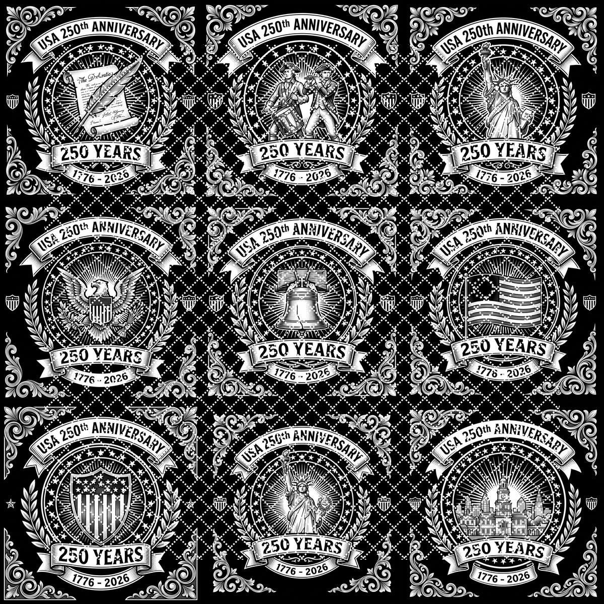 USA 250th Anniversary Engraving Design, Patriotic Slate Coaster Bundle