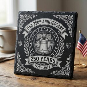 USA 250th Anniversary Engraving Design, Patriotic Slate Coaster Bundle