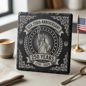 USA 250th Anniversary Engraving Design, Patriotic Slate Coaster Bundle