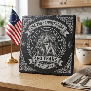 USA 250th Anniversary Engraving Design, Patriotic Slate Coaster Bundle