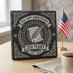 USA 250th Anniversary Engraving Design, Patriotic Slate Coaster Bundle
