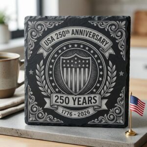 USA 250th Anniversary Engraving Design, Patriotic Slate Coaster Bundle