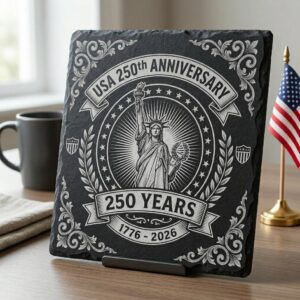 USA 250th Anniversary Engraving Design, Patriotic Slate Coaster Bundle