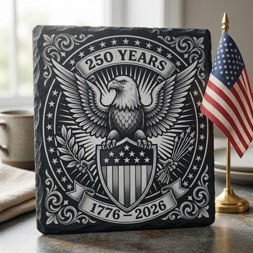 USA 250th Anniversary Engraving Files, Patriotic Slate Coaster Emblem Bundle