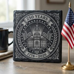 USA 250th Anniversary Engraving Files, Patriotic Slate Coaster Emblem Bundle