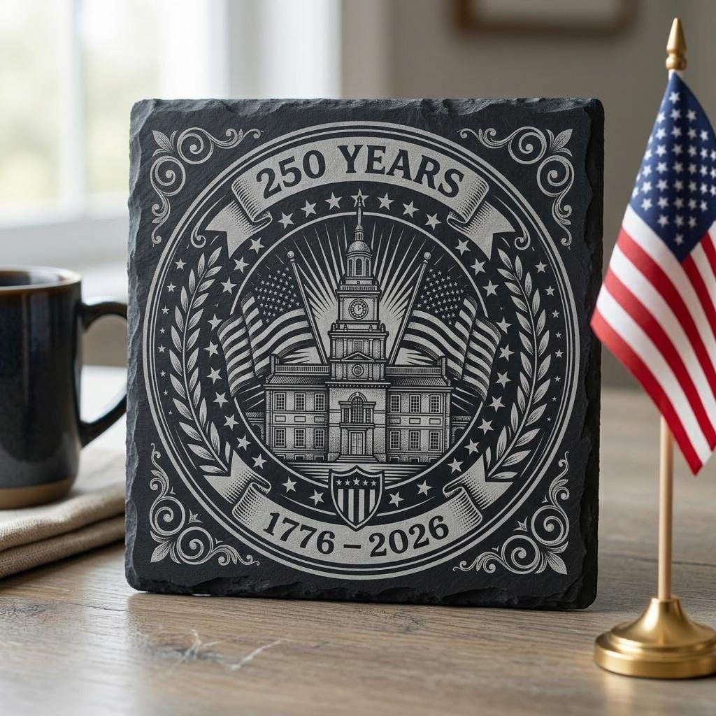 USA 250th Anniversary Engraving Files, Patriotic Slate Coaster Emblem Bundle