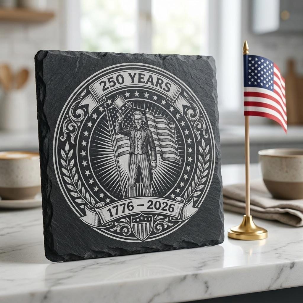 USA 250th Anniversary Engraving Files, Patriotic Slate Coaster Emblem Bundle