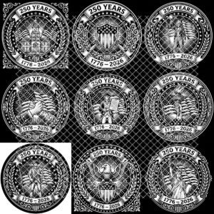 USA 250th Anniversary Engraving Files, Patriotic Slate Coaster Emblem Bundle