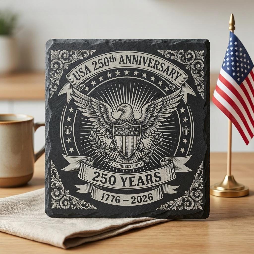 USA 250. Jubiläum Lasergravur-Dateien, patriotisches Schiefer-Untersetzer-Design-Set 9 – Bild 2