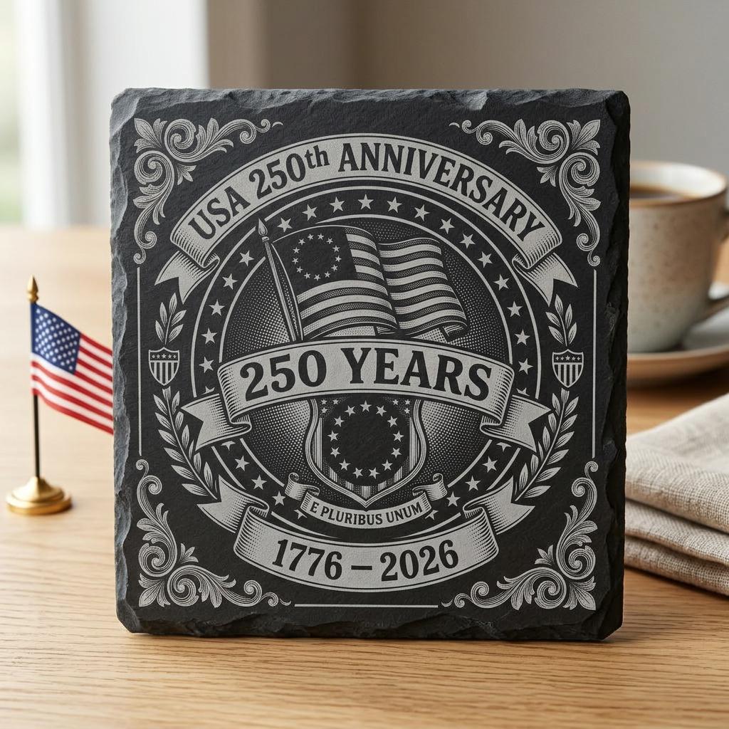 USA 250. Jubiläum Lasergravur-Dateien, patriotisches Schiefer-Untersetzer-Design-Set 9 – Bild 5