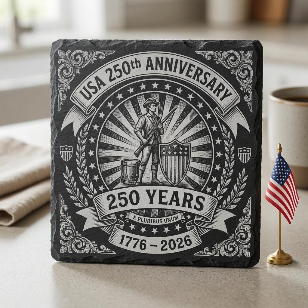 USA 250. Jubiläum Lasergravur-Dateien, patriotisches Schiefer-Untersetzer-Design-Set 9 – Bild 6