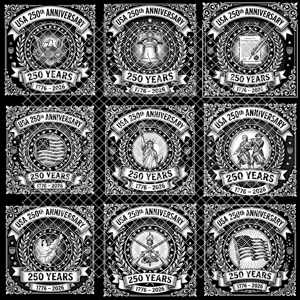 USA 250. Jubiläum patriotische Gravur, Schieferuntersetzer PNG-Bundle – Bild 10
