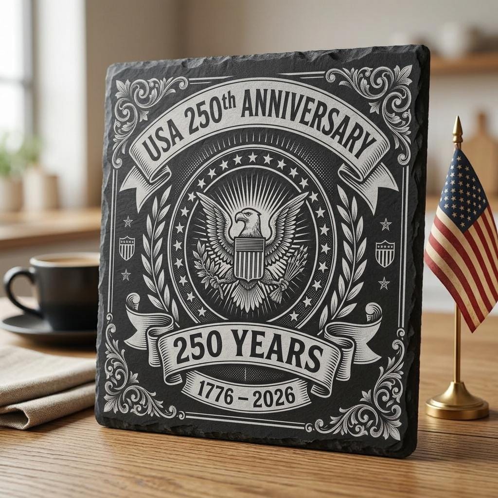USA 250. Jubiläum patriotische Gravur, Schieferuntersetzer PNG-Bundle – Bild 3