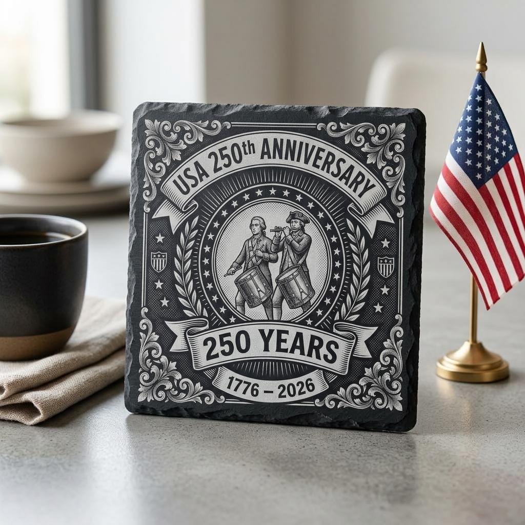 USA 250. Jubiläum patriotische Gravur, Schieferuntersetzer PNG-Bundle – Bild 7