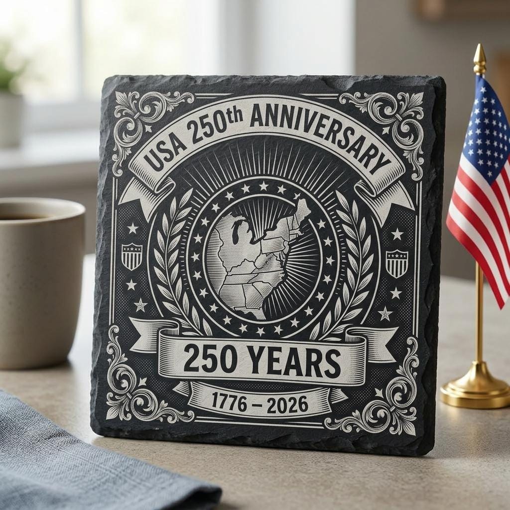 USA 250. Jubiläum patriotische Gravur, Schieferuntersetzer PNG-Bundle – Bild 8