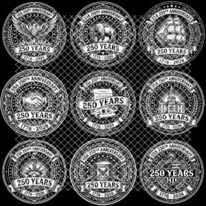 USA 250th Anniversary Patriotic Slate Coaster Engraving Files, 10 PNG Set