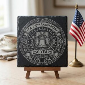 USA 250th Anniversary Patriotic Slate Coaster Engraving Files, 10 PNG Set