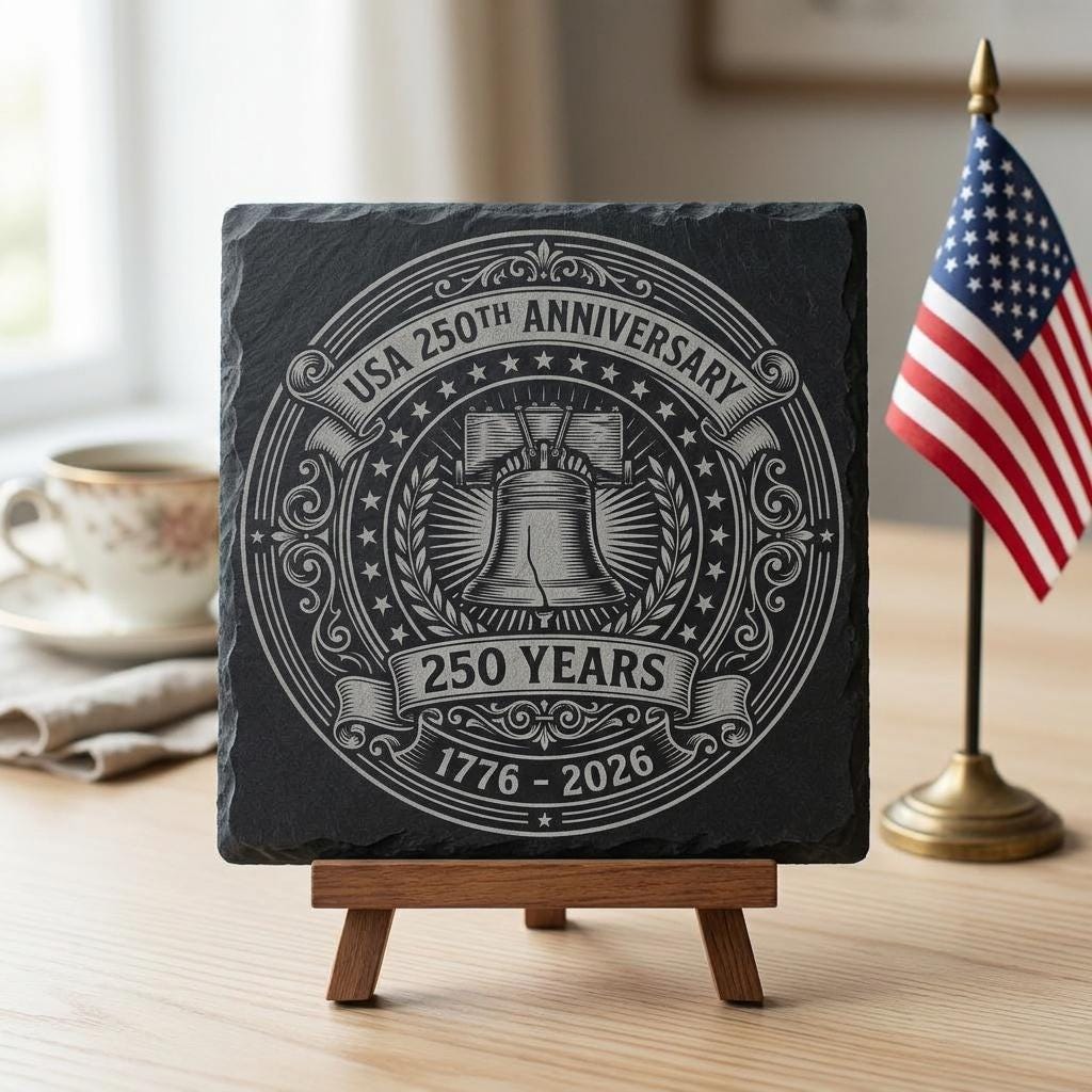 USA 250th Anniversary Patriotic Slate Coaster Engraving Files, 10 PNG Set