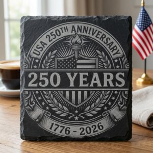 USA 250th Anniversary Patriotic Slate Coaster Engraving Files, 10 PNG Set