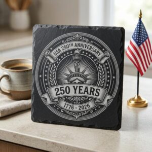 USA 250th Anniversary Patriotic Slate Coaster Engraving Files, 10 PNG Set