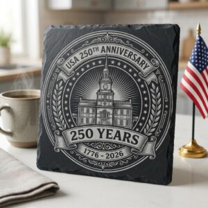 USA 250th Anniversary Patriotic Slate Coaster Engraving Files, 10 PNG Set