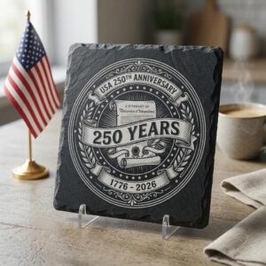 USA 250th Anniversary Patriotic Slate Coaster Engraving Files, 10 PNG Set