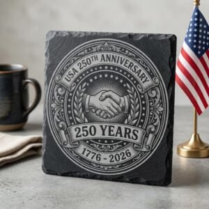 USA 250th Anniversary Patriotic Slate Coaster Engraving Files, 10 PNG Set