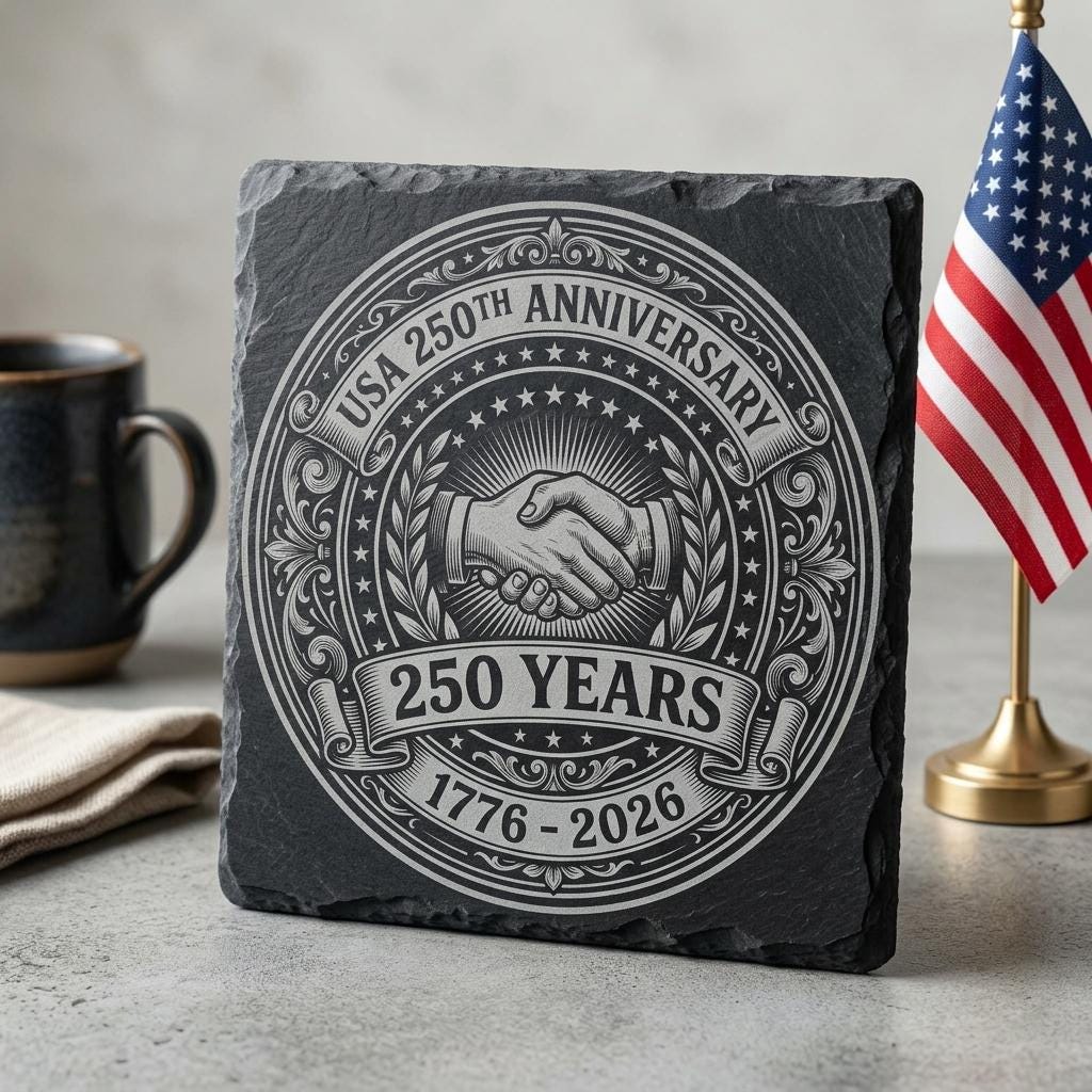 USA 250th Anniversary Patriotic Slate Coaster Engraving Files, 10 PNG Set